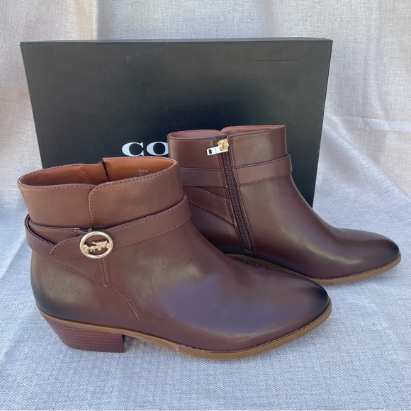 NWT Coach Debi Leather Bootie Walnut 10 - Picture 2 of 6